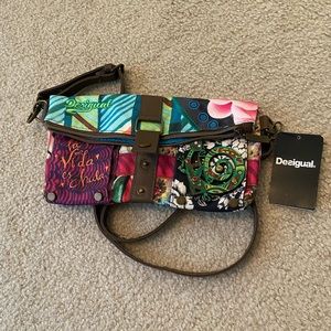 Desigual multi colored purse with shoulder strap